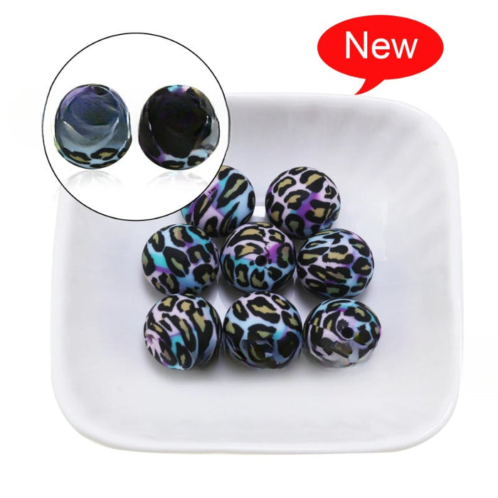 Wholesale 50PCS/PACK Leopard Print Water Transfer Silicone Beads JDC-BDS-HongZhou014