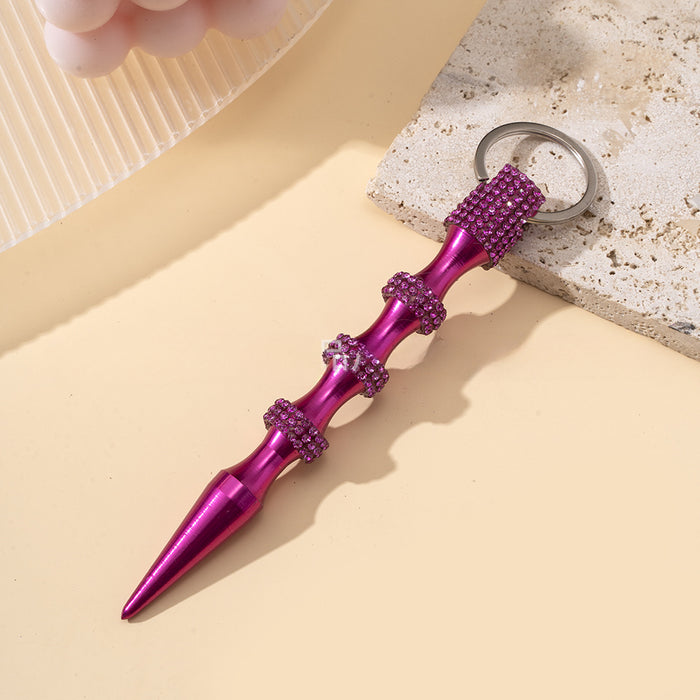 Wholesale Diamond Inlaid Aluminum Alloy Stick Pen Shape Keychain JDC-KC-ZY049