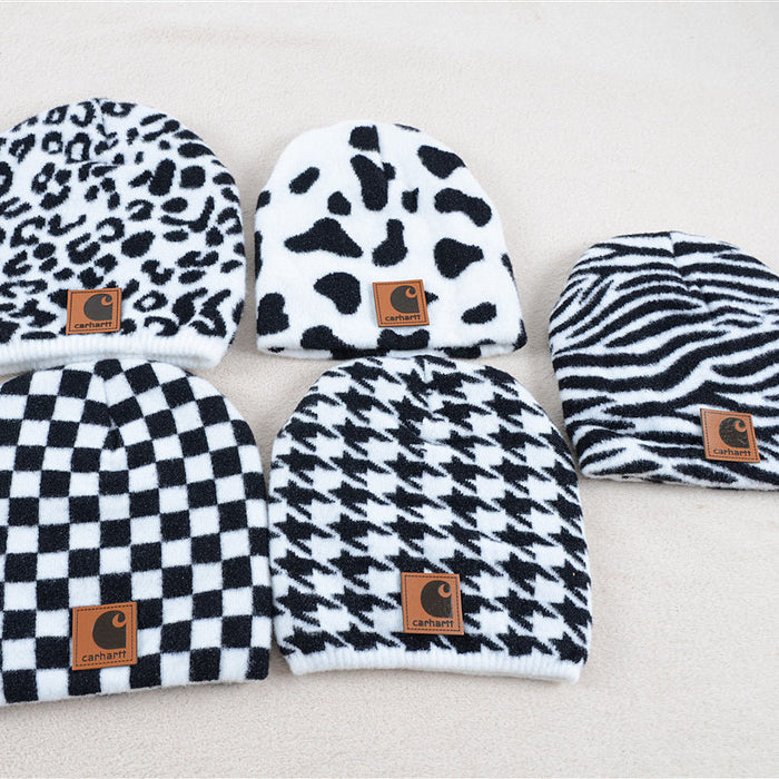 Wholesale Hat Acrylic Black White Leopard Cow Print (F) JDC-FH-KuT011