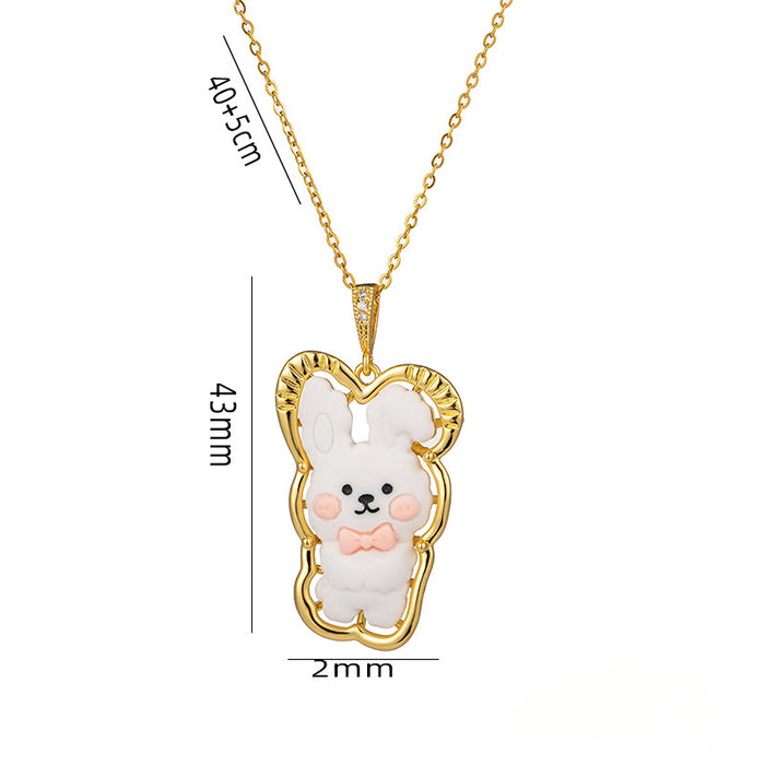 Wholesale Titanium Steel Cartoon Pendant Necklace JDC-NE-OBK001