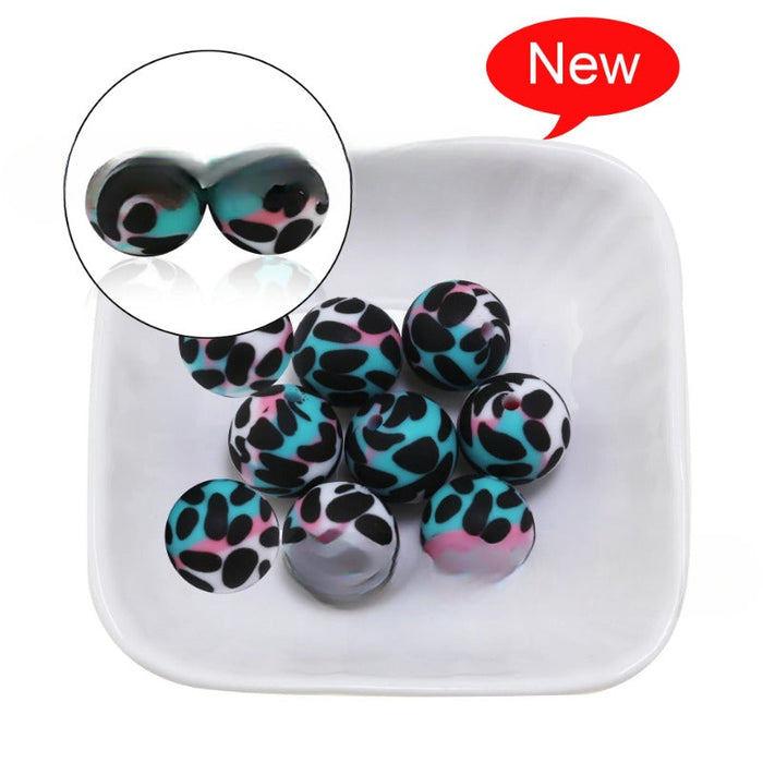 Wholesale 50PCS/PACK Leopard Print Water Transfer Silicone Beads JDC-BDS-HongZhou014