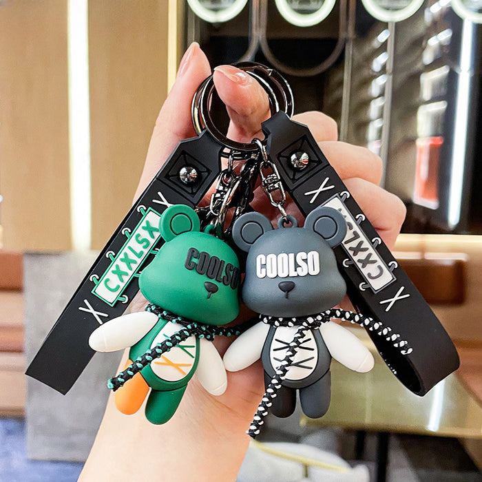 Wholesale Cartoon Doll Strap Bunny Bear Silicone Keychain JDC-KC-Benxin035