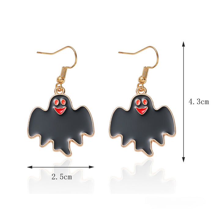 Wholesale Halloween Series Bat Ghost Pumpkin Oil Drop Alloy Earrings JDC-ES-LiRan002