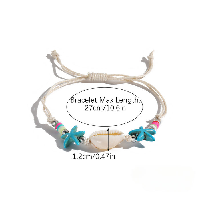 Wholesale Bohemian Hand-woven Knotted Shell Starfish Bracelet JDC-BT-ManY003