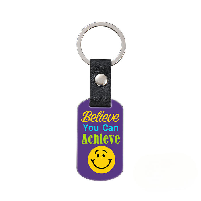 Wholesale Inspirational Positive Color Printing Leather Buckle Metal Keychains JDC-KC-GangGu052