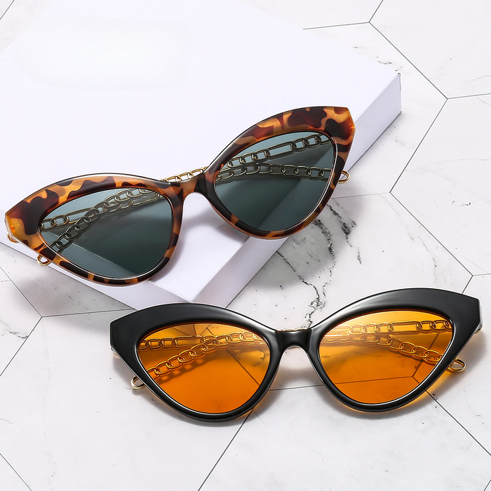 Wholesale Chain Decorated Cat Eye Sunglasses JDC-SG-XZT011