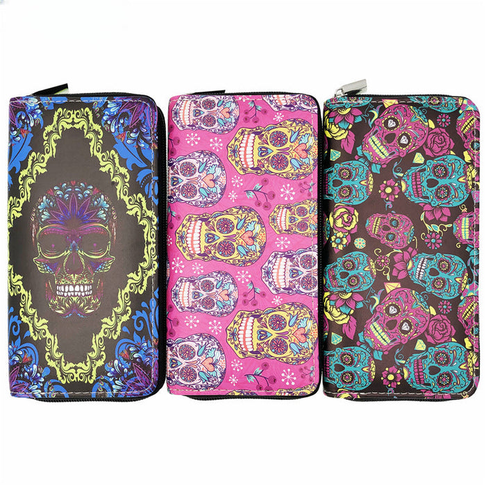 Wholesale PU Retro Bright Skull Wallet JDC-WT-JiRui006