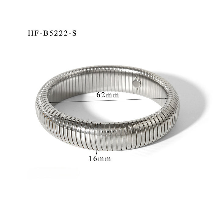 Wholesale Wide Edge Stainless Steel Elastic Bracelet JDC-BT-ChengBing003