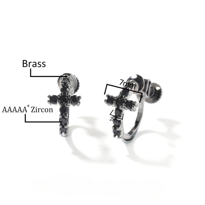 Wholesale Simple Men's Spiral Buckle Cross Earrings JDC-ES-GuMeng001