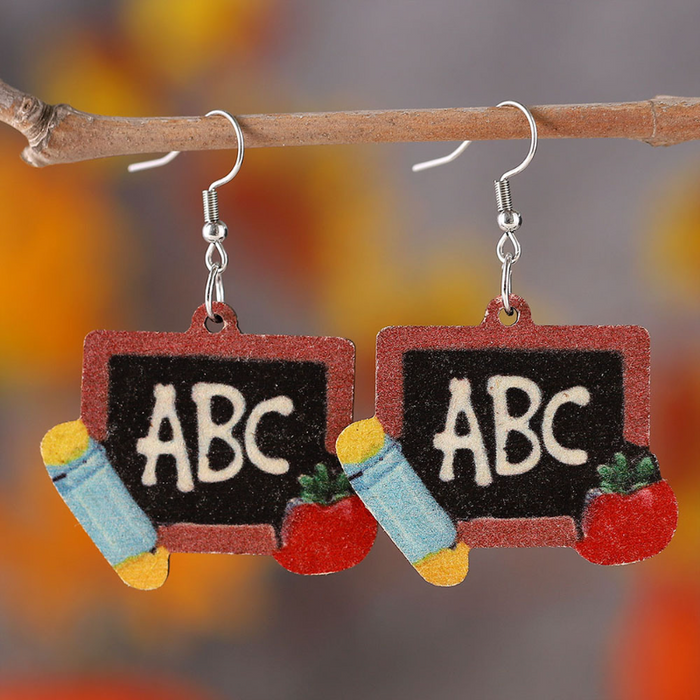 Wholesale earrings Double-sided painted wooden earrings JDC-ES-ChL020