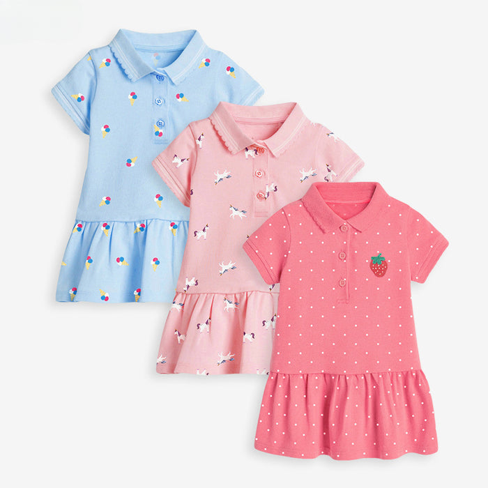 Wholesale Short Sleeve Children's Dress Knitted Girls POLO Dress JDC-CTS-BST001