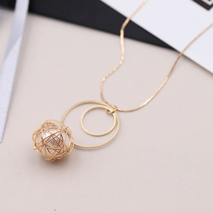 Wholesale Hollow Metal Ball Bag Long Necklace JDC-NE-YaXue005