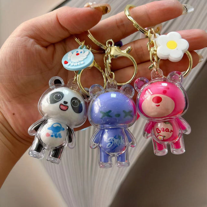 Wholesale 2PCS Creative Strawberry Bear Plastic Keychains JDC-KC-Aobang006