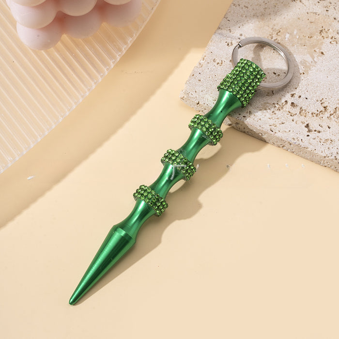 Wholesale Diamond Inlaid Aluminum Alloy Stick Pen Shape Keychain JDC-KC-ZY049