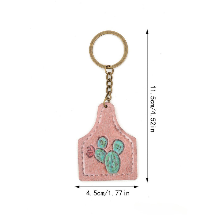 Wholesale Western Farm Style Cactus Horse Head Wooden Keychain JDC-KC-YiTian013