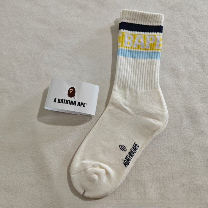 Wholesale Cotton Bape Ape Head Letter Striped Thick High Socks JDC-SK-Kuos003