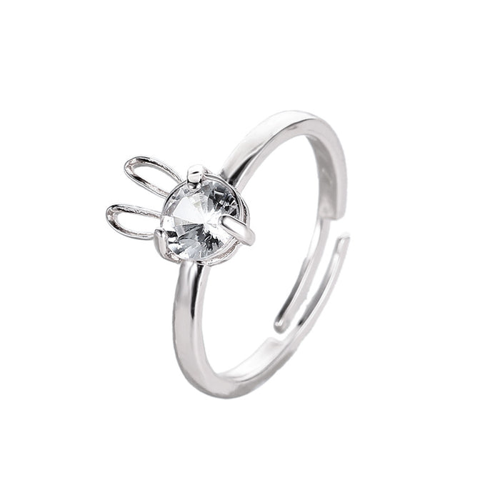 Wholesale creative jewelry cute rabbit copper set zircon ring