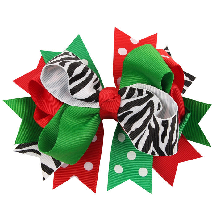 Wholesale Christmas Cartoon Print Bow Hairpin JDC-HC-QiuN015