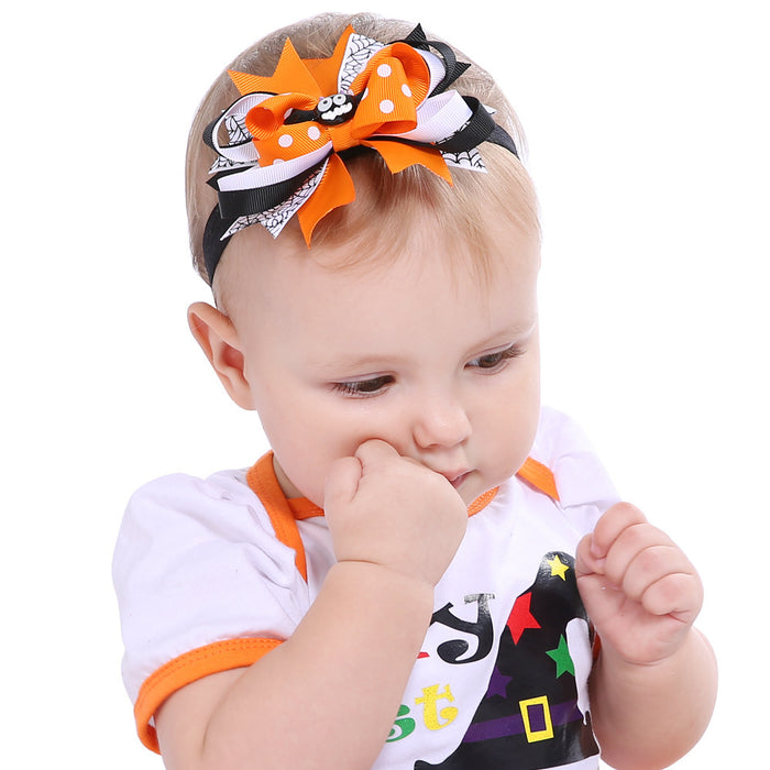 Wholesale Halloween Spider Bat Bow Ribbon Headband JDC-HD-QiuN010