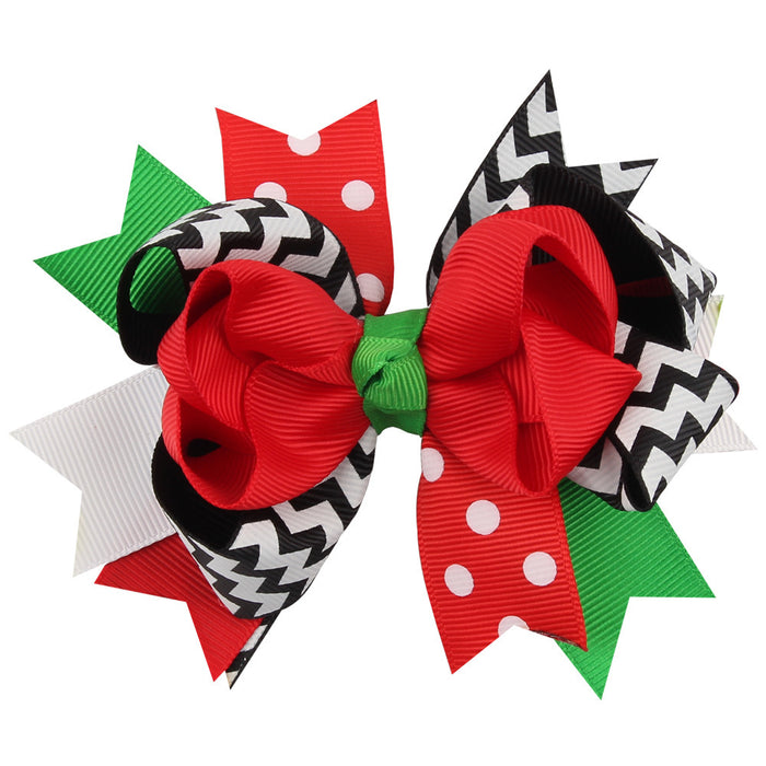 Wholesale Christmas Cartoon Print Bow Hairpin JDC-HC-QiuN015