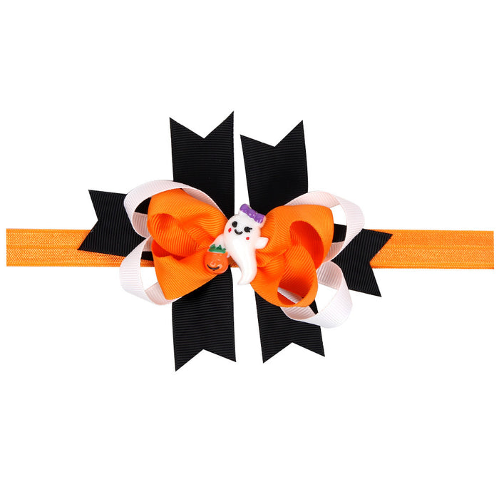 Wholesale Halloween Spider Bat Bow Ribbon Headband JDC-HD-QiuN010