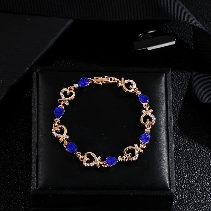 Wholesale elegant flower Diamond-embedded heart-shaped bracelet