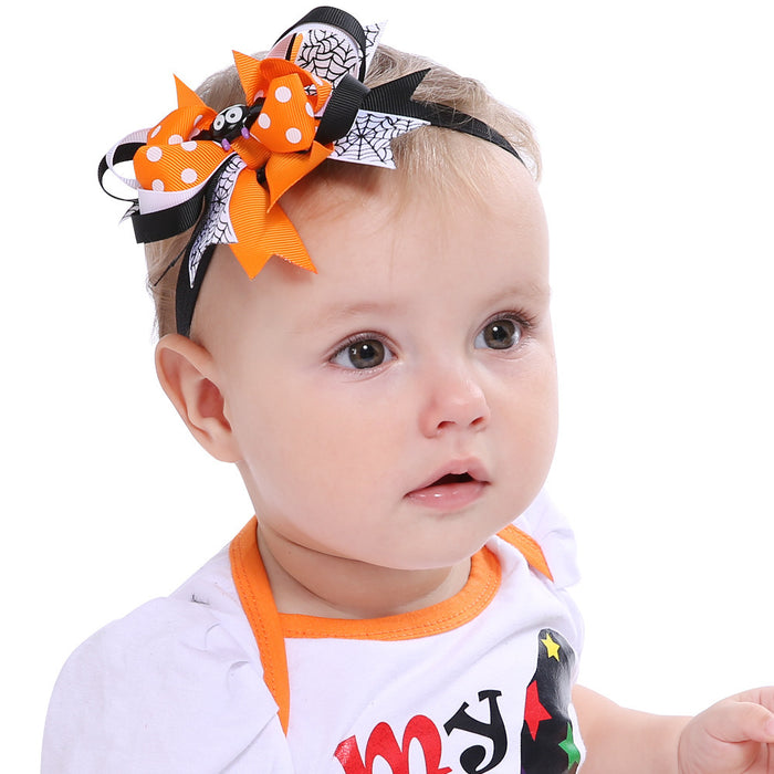 Wholesale Halloween Spider Bat Bow Ribbon Headband JDC-HD-QiuN010