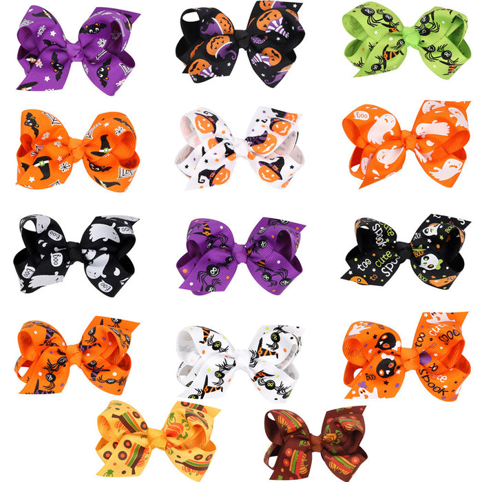 Wholesale Halloween Cartoon Print Bow Hairpin JDC-HC-QiuN014