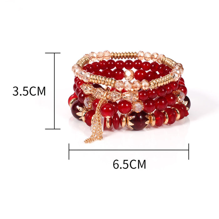 Wholesale Bohemian Tassel Colored Glass Bracelet JDC-BT-Xiny064