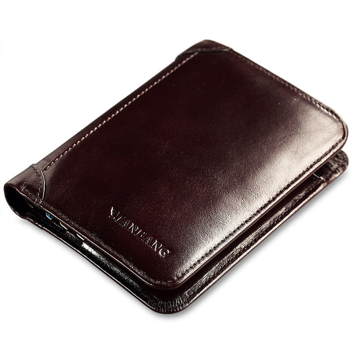 Wholesale Genuine Leather Men' s Wallet Short Three-Fold Business Classic Stylish Fashion Accessory