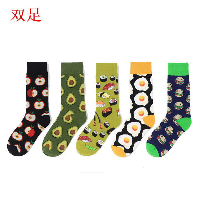 Wholesale Same Style Socks Food Series Couple Socks Creative Versatile Couple Autumn and Winter Cotton Socks Middle Tube Socks JDC-SK-CG010