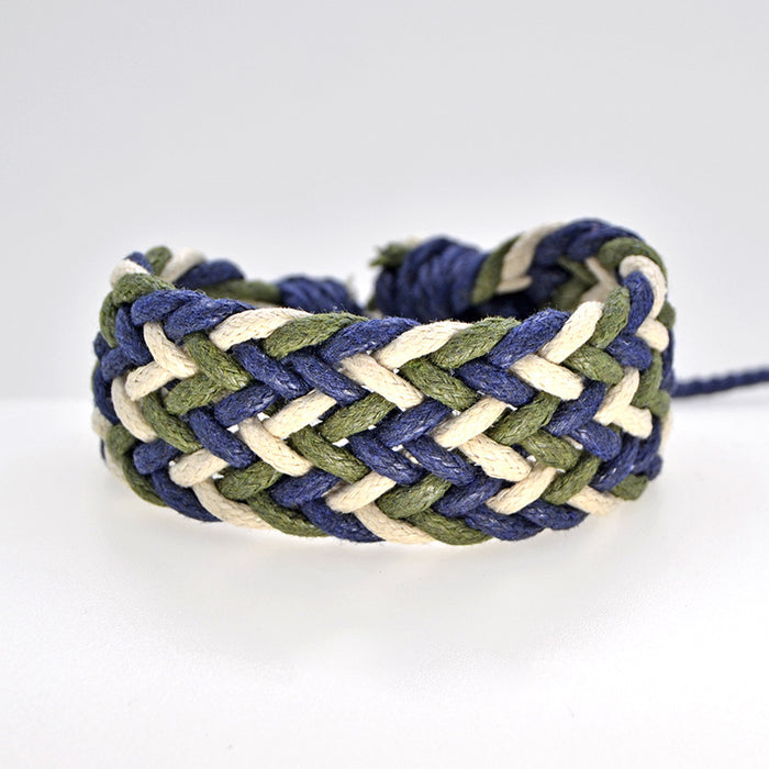 Wholesale Cotton and Linen Wide Braided Bracelet JDC-BT-QianY009