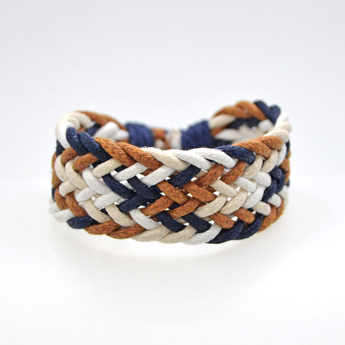 Wholesale Cotton and Linen Wide Braided Bracelet JDC-BT-QianY009