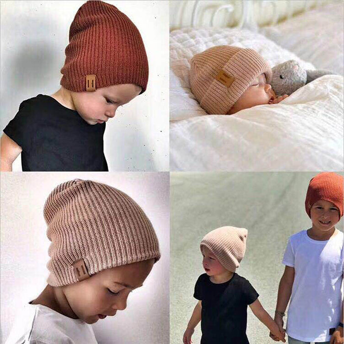 Wholesale Acrylic Leather Label Winter Parent-child Wool Hat JDC-FH-HWT001