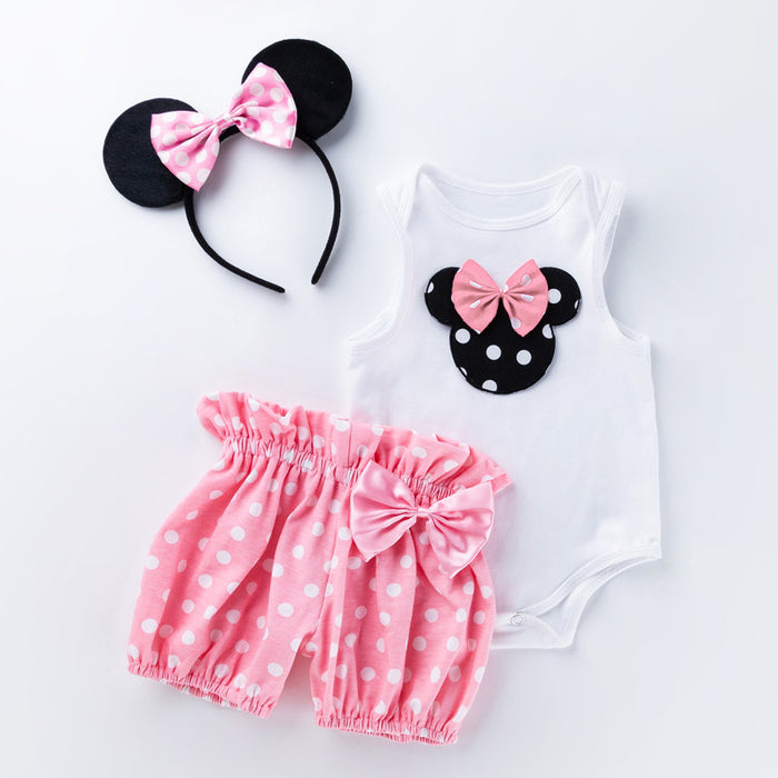 Wholesale Baby Girl Cartoon Love Polka Dot Shorts Set JDC-BC-FeiK002