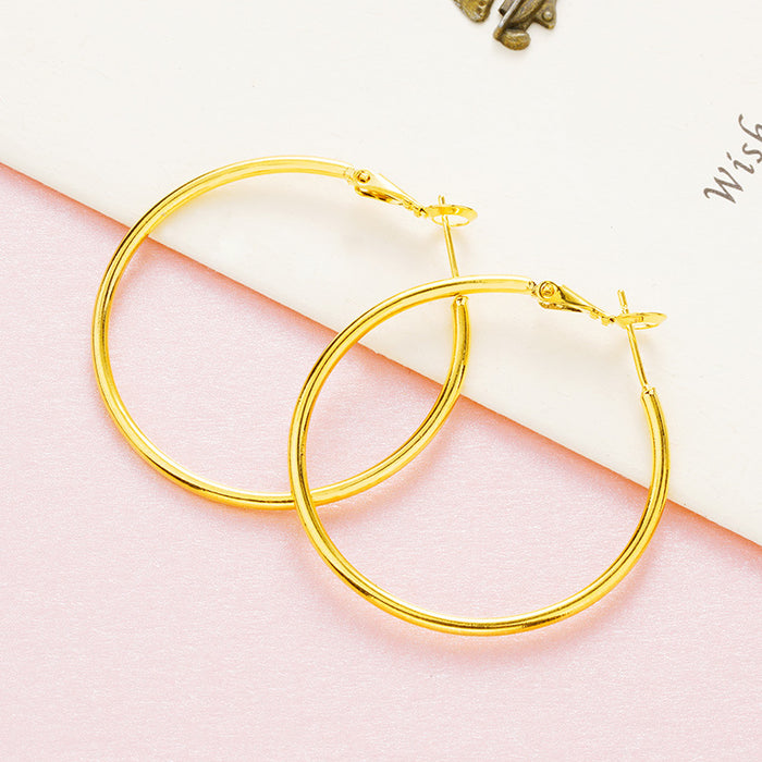 Wholesale Fashionable and minimalist circle earrings with gold-plated ear loops and accessories