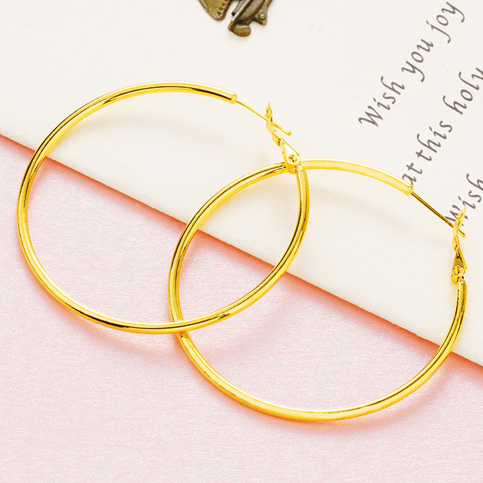 Wholesale Fashionable and minimalist circle earrings with gold-plated ear loops and accessories