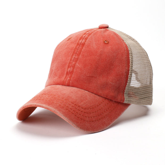 Wholesale Used baseball cap, washed cotton, solid color, light plate, mesh cap, sunshade hat