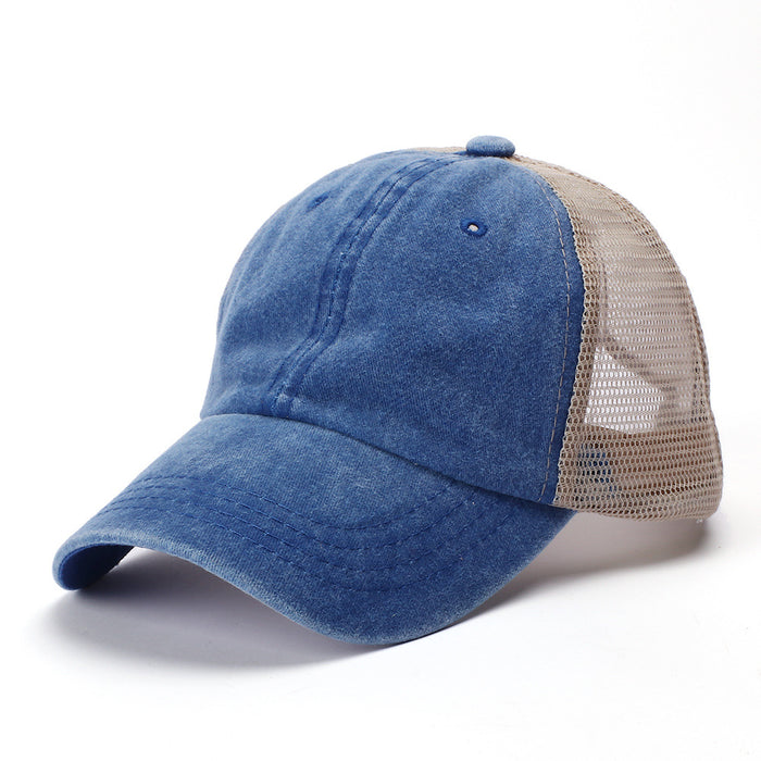 Wholesale Used baseball cap, washed cotton, solid color, light plate, mesh cap, sunshade hat