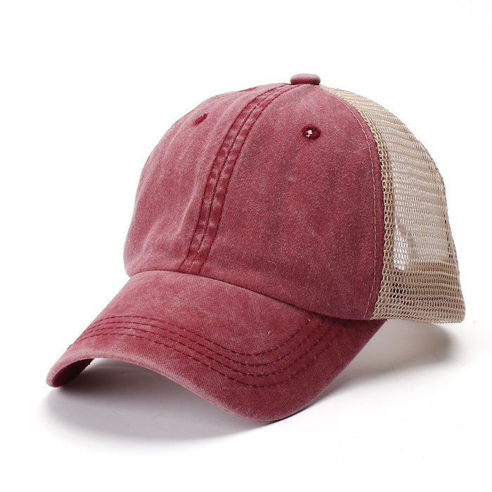 Wholesale Used baseball cap, washed cotton, solid color, light plate, mesh cap, sunshade hat