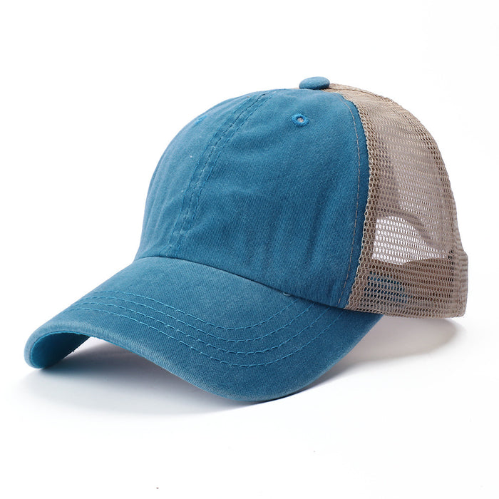 Wholesale Used baseball cap, washed cotton, solid color, light plate, mesh cap, sunshade hat