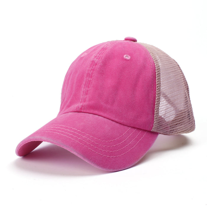 Wholesale Used baseball cap, washed cotton, solid color, light plate, mesh cap, sunshade hat