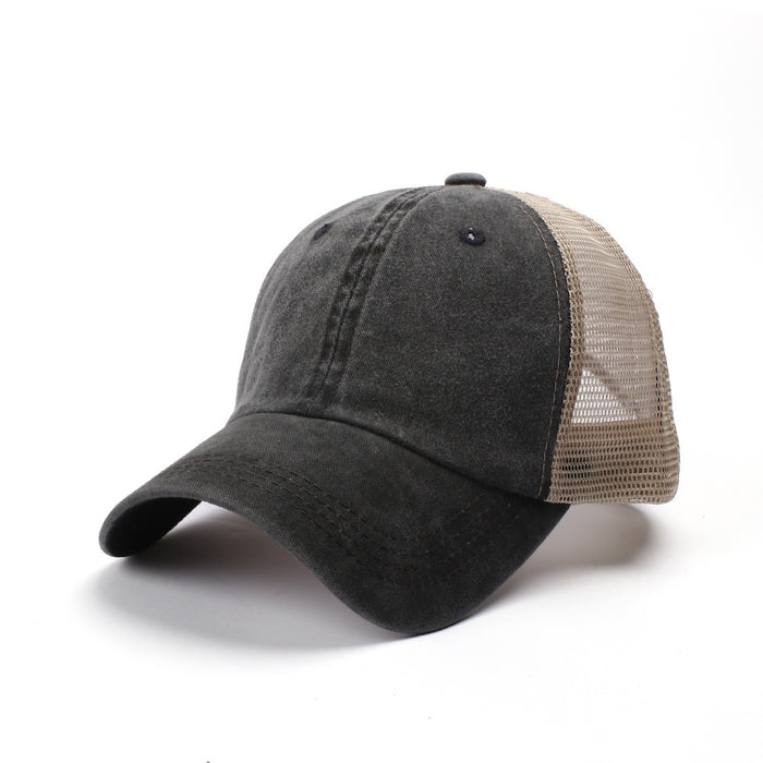 Wholesale Used baseball cap, washed cotton, solid color, light plate, mesh cap, sunshade hat