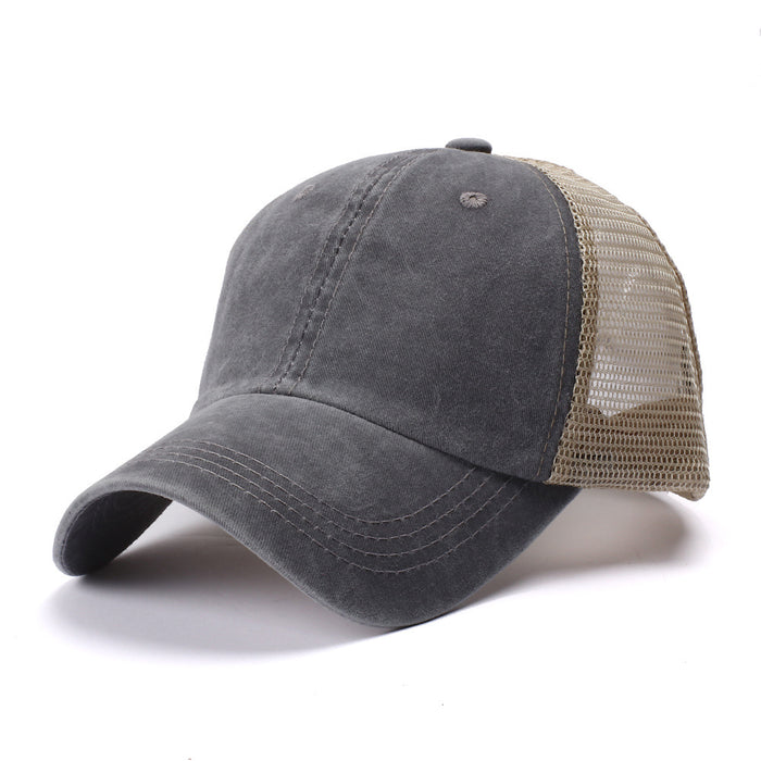 Wholesale Used baseball cap, washed cotton, solid color, light plate, mesh cap, sunshade hat