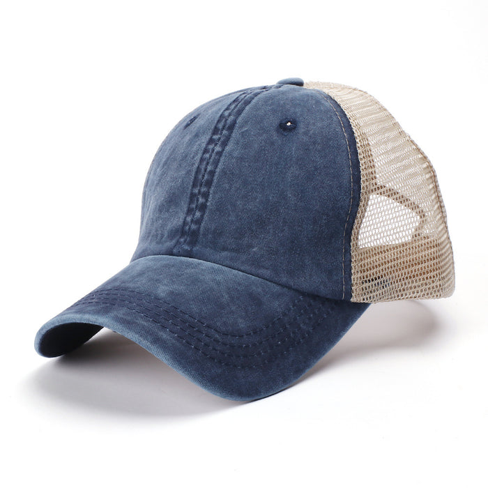 Wholesale Used baseball cap, washed cotton, solid color, light plate, mesh cap, sunshade hat