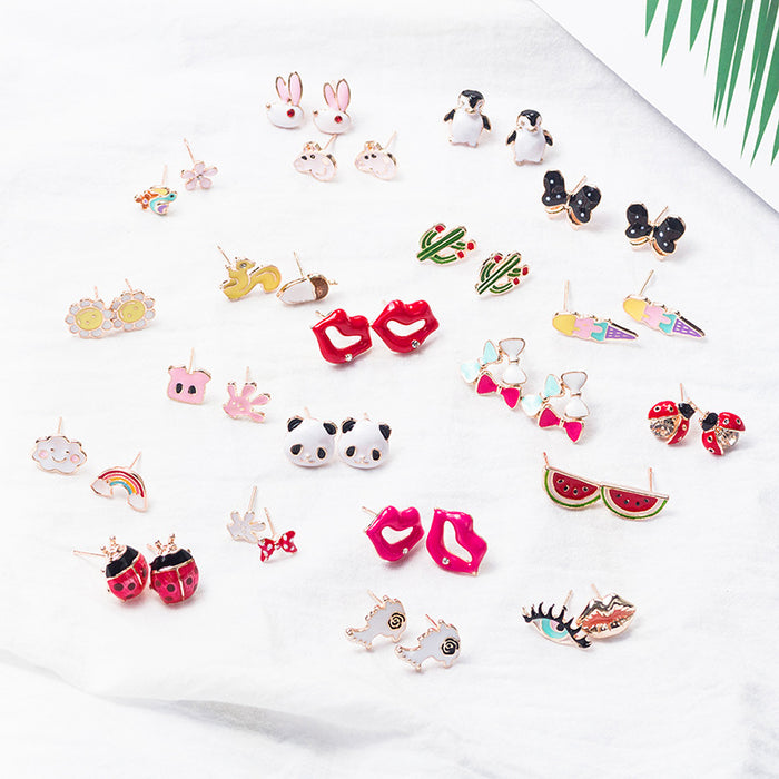 Wholesale Oil Drop Cartoon Animal Alloy Earrings JDC-ES-MDD102