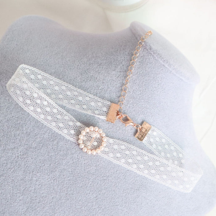 Wholesale Jewelry hollow neck strap pearl round buckle collar necklace collarbone chain necklace