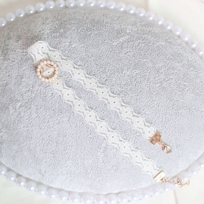 Wholesale Jewelry hollow neck strap pearl round buckle collar necklace collarbone chain necklace