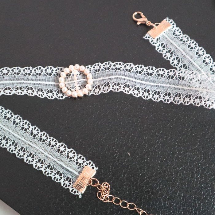 Wholesale Jewelry hollow neck strap pearl round buckle collar necklace collarbone chain necklace