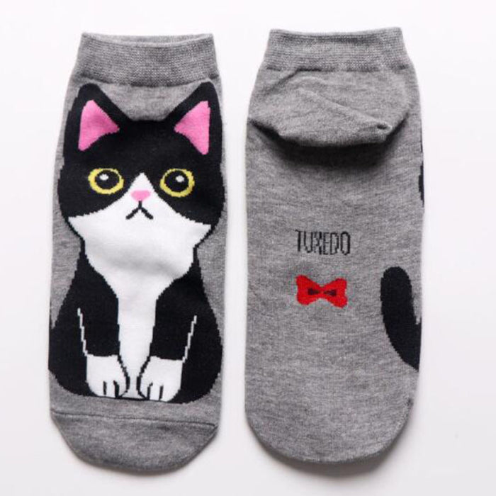 Wholesale Japanese Style Spring and Summer Cotton Boat Socks New Style Women's Socks Classic Cartoon Animal Ladies Boat Socks Cute Cat Dog Short Socks JDC-SK-CG002